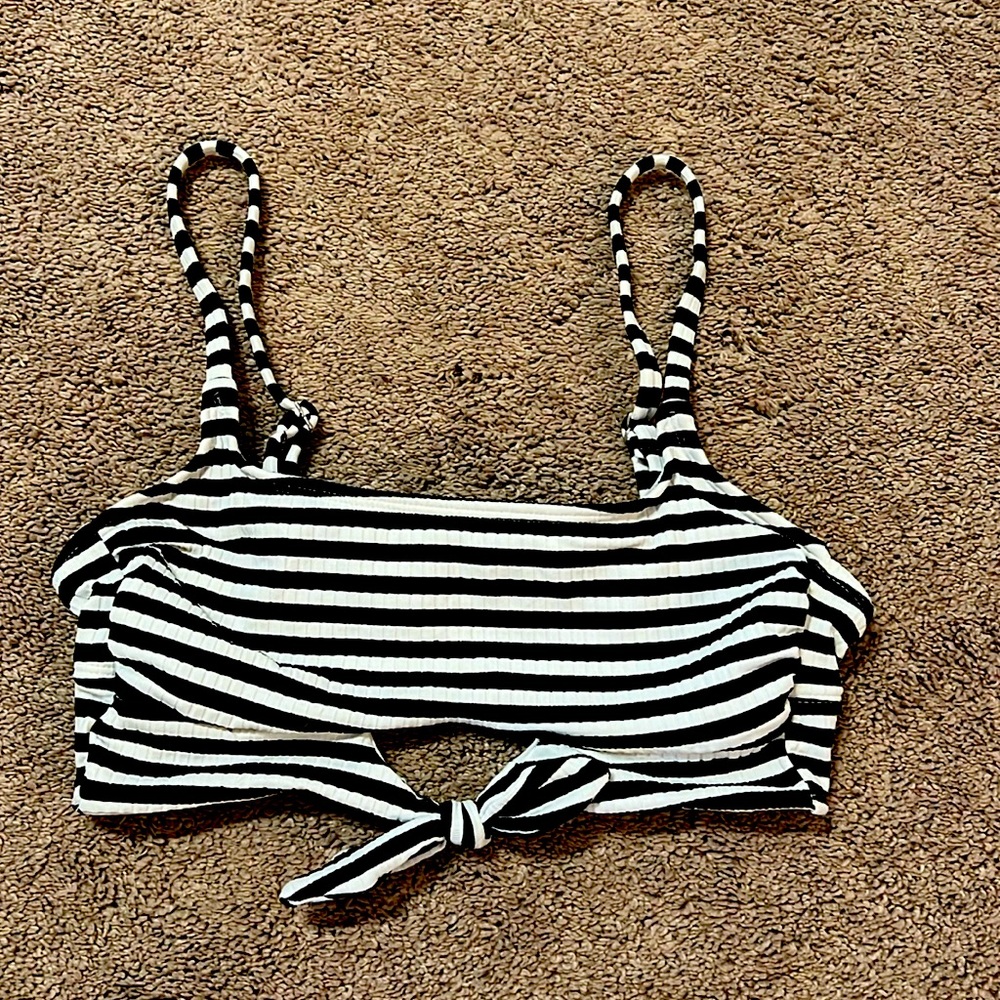 Xhilaration swim top,black and white stripe, size small, gently used, smoke free